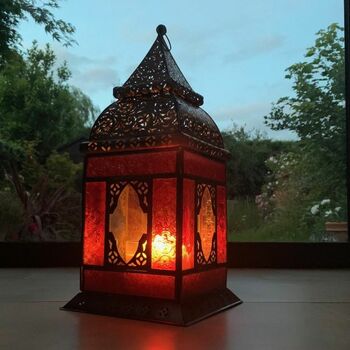 Tall Handmade Indian Red Lantern, 2 of 3