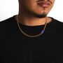 Gold Lapis Lazuli Gemstone Cuban Chain Necklace Chain For Men, thumbnail 2 of 12