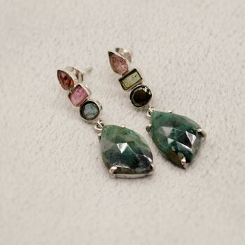 Emerald Tourmaline Sterling Silver Earrings, 4 of 9