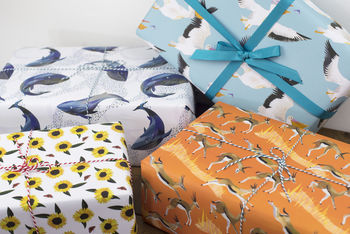 'Puffin Parade' Pack Of Luxury, Recycled Wrapping Paper, 4 of 4