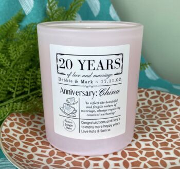 Personalised 20th Anniversary China Meaning Candle, 2 of 11