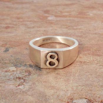 Personalised Number Square Silver Signet Ring, 2 of 4