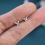 Sterling Silver Cz Butterfly Barbell Earrings, thumbnail 6 of 11
