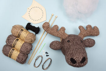 Mini Moose Head Knitting Kit, 2 of 9