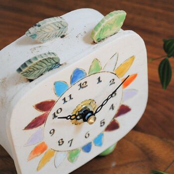 Small Clock With Bright Rainbow Coloured Petals, 6 of 8