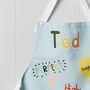 Children's Personalised Badge Style Print Apron, thumbnail 3 of 4