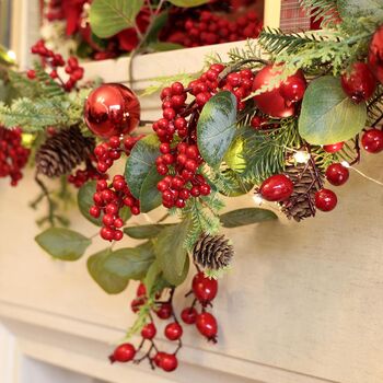 Berries And Baubles Pre Lit Garland, 5 of 6