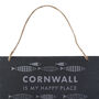Cornwall Is My Happy Place Illustrated Fish Slate Sign, thumbnail 1 of 3