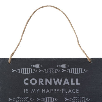 Cornwall Is My Happy Place Illustrated Fish Slate Sign, 2 of 5