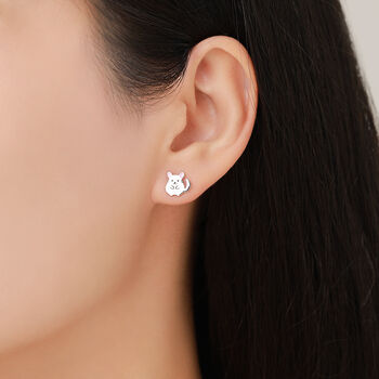Sterling Silver Chinchilla Stud Earrings, 7 of 12