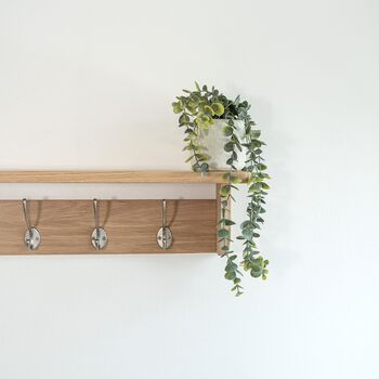 Solid Oak Coat Rack With Hooks, 10cm Deep, Oak Shelf With Hook, Chrome Hook, Silver Hook, Black Hook, Bronze, Brass Hooks, Copper, Oak Shelf, 11 of 11