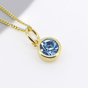 Personalised Gold Plated Sterling Silver March Aquamarine Birthstone Necklace, 2 of 10