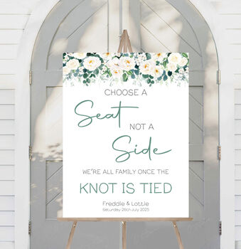 Wedding Choose A Seat Sign White And Dark Green Floral, 2 of 6