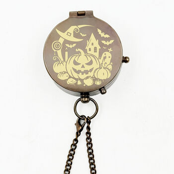 Personalised Halloween Compass With Leather Case Or Wooden Box, 4 of 9