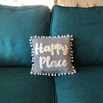 Happy Place Velvet Cushion, 7 of 7