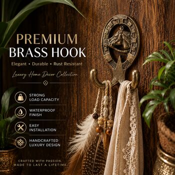 Vintage Brass Horse Wall Hooks Set Of Two, 3 of 7