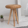 Small Wooden Stool With Wicker Seat, thumbnail 2 of 6