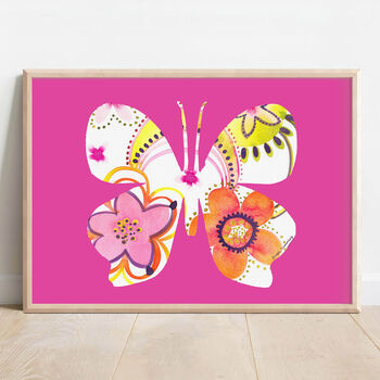Pink Tropical Butterfly Print, 2 of 5
