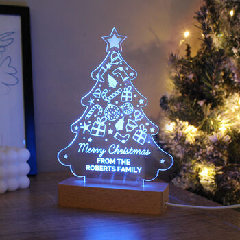 Personalised Christmas Tree Wooden Based LED Light, 5 of 11