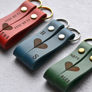 Personalised Couples Leather Keyring Set, 3 of 11