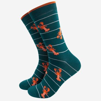 Men's Striped Lobster Bamboo Socks Gift Set, 5 of 5