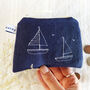 Embroidered Linen Boats Purse, thumbnail 1 of 5
