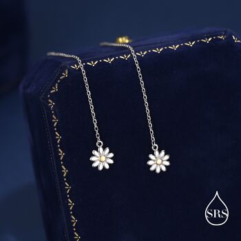 Sterling Silver Tiny Daisy Flower Ear Threaders, 4 of 10