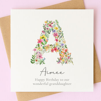 Personalised Wildflower Birthday Card – Any Letter, 2 of 5