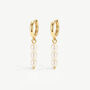 Women's Pearl Dangle Hoop Earrings In 18k Gold, thumbnail 1 of 4