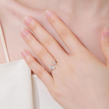 Sterling Silver Hydrangea Flower Bouquet Cz Flower Ring, 3 of 12