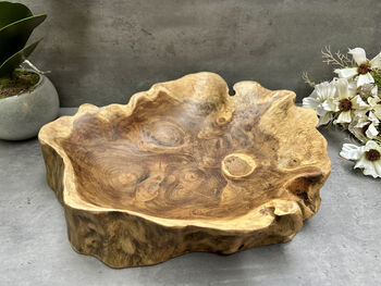 40cm Handmade Wooden Root Bowl – Balinese Gamal Wood, 4 of 12