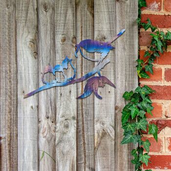 Rusted Metal Birds On A Branch Garden Gift Decor, 4 of 10