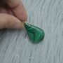 Malachite Silver Pendant: Green Teardrop Gemstone, thumbnail 2 of 4