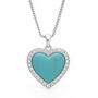 Personalised Sterling Silver Turquoise Heart Pendant Necklace With Cz Halo, thumbnail 3 of 8