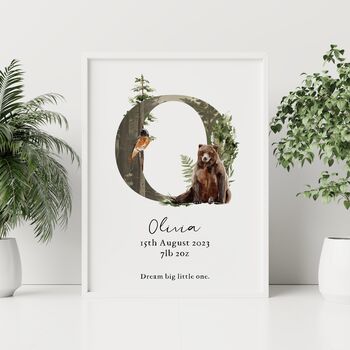 Personalised Woodland Baby Birth Print, 7 of 7