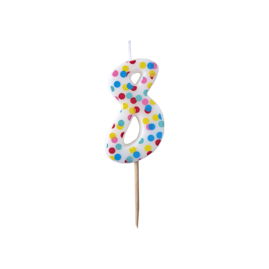 Polka Dot Candle Number Eight Birthday Cake Candle By Ginger Ray 7504