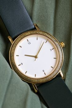 Lucerne Green Faux Leather And Wood Watch For Her, 3 of 9