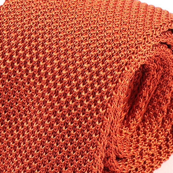 Dark Orange Silk Knitted Tie, 3 of 3