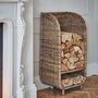 Natural Rattan Log Trolley With Kindling Shelf, thumbnail 1 of 2