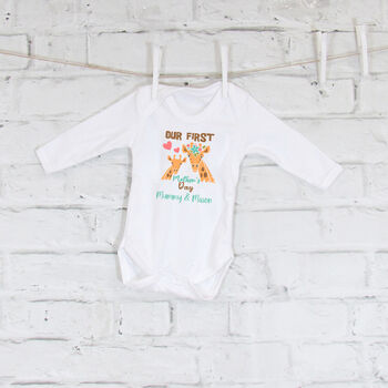 First Mother's Day Personalised Giraffe Babygrow, 4 of 8