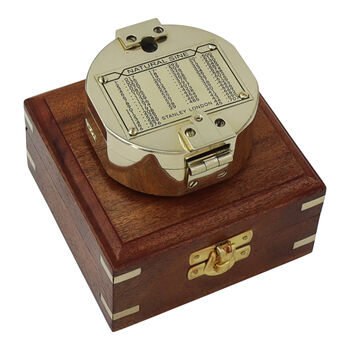 Personalised Brass Brunton Compass With Wooden Box, 9 of 11