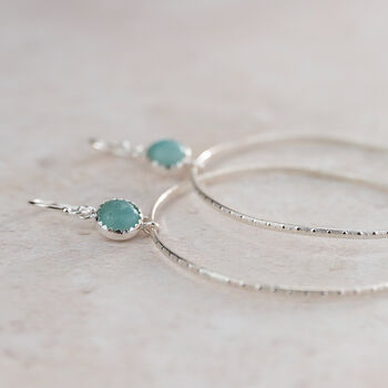 Sterling Silver Gemstone Dot Hoop Earrings, 3 of 12