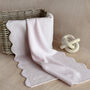 Pure Cashmere Scalloped Edge Baby Blanket In Soft Pink, thumbnail 1 of 7