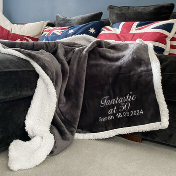 Personalised 60th Birthday Sherpa Blanket, 7 of 12