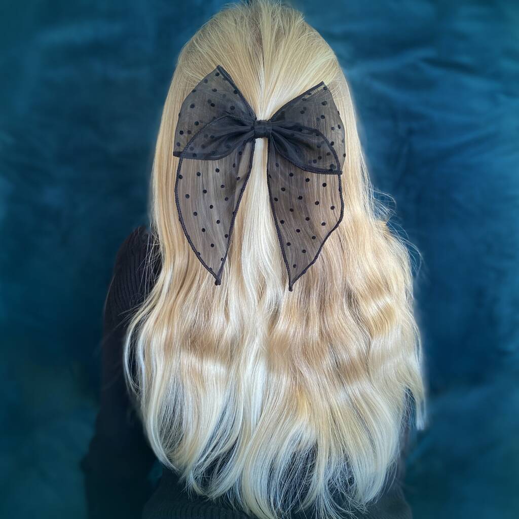 Little Love Coco Spot Hair Bow Black By Little Love