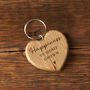 'Happiness Is Home Grown' Oak Heart Keyring, thumbnail 1 of 3