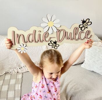 Large Wooden Name Sign For Kids Bedroom Personalised, 2 of 12