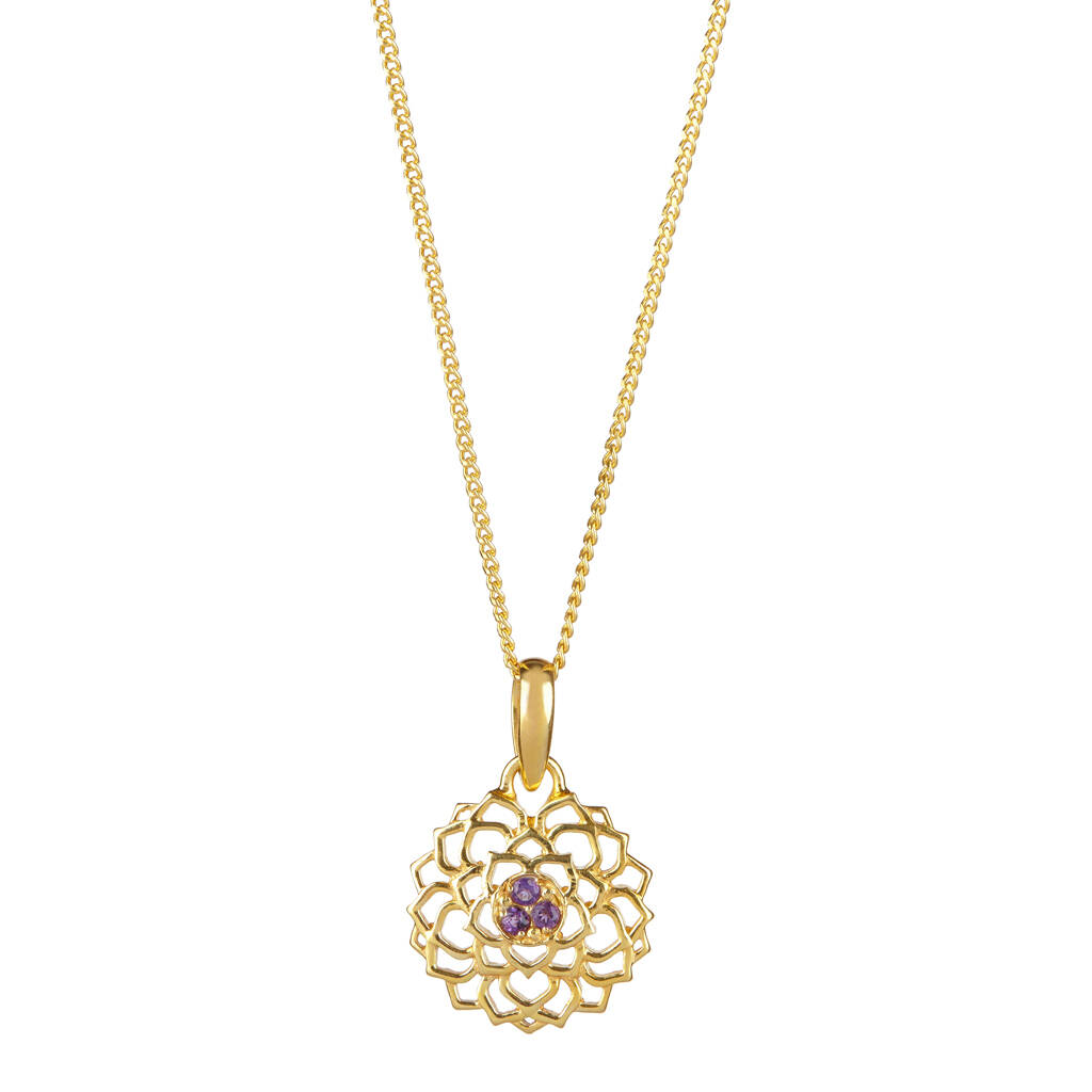 Crown Chakra Amethyst Necklace Silver / Gold Plated By Charlotte's 