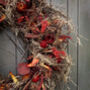 Dried Flower Wreath In Burgundy Red, thumbnail 2 of 7