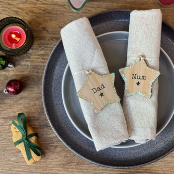 Personalised Wooden Star Bauble / Place Setting In One, 5 of 9